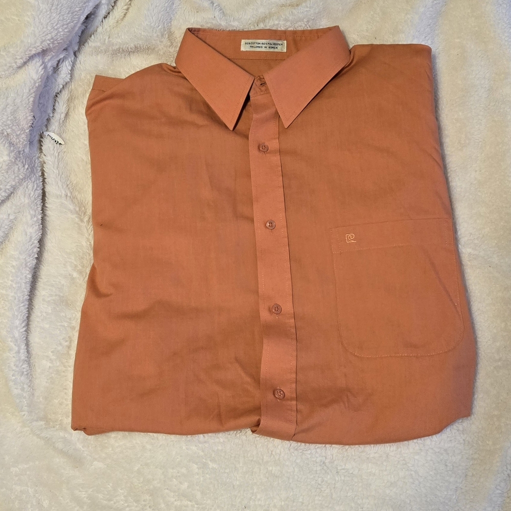 Pierre Cardin Burnt Orange Dress Shirt Classic Button-Up With Y&G Tie